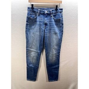 Old Navy O.G. Straight Jeans Women 2 Tall Blue Mid Rise Stretch Denim 3212‎